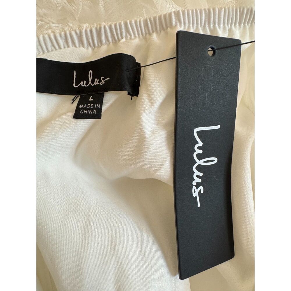 Lulu's White Textured Open Back Midi Dress Sz L NWT - Picture 7 of 11